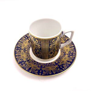 Vintage Neuerer Bavaria Demitasse Cup & Saucer Echt Cobalt Gold Pattern German